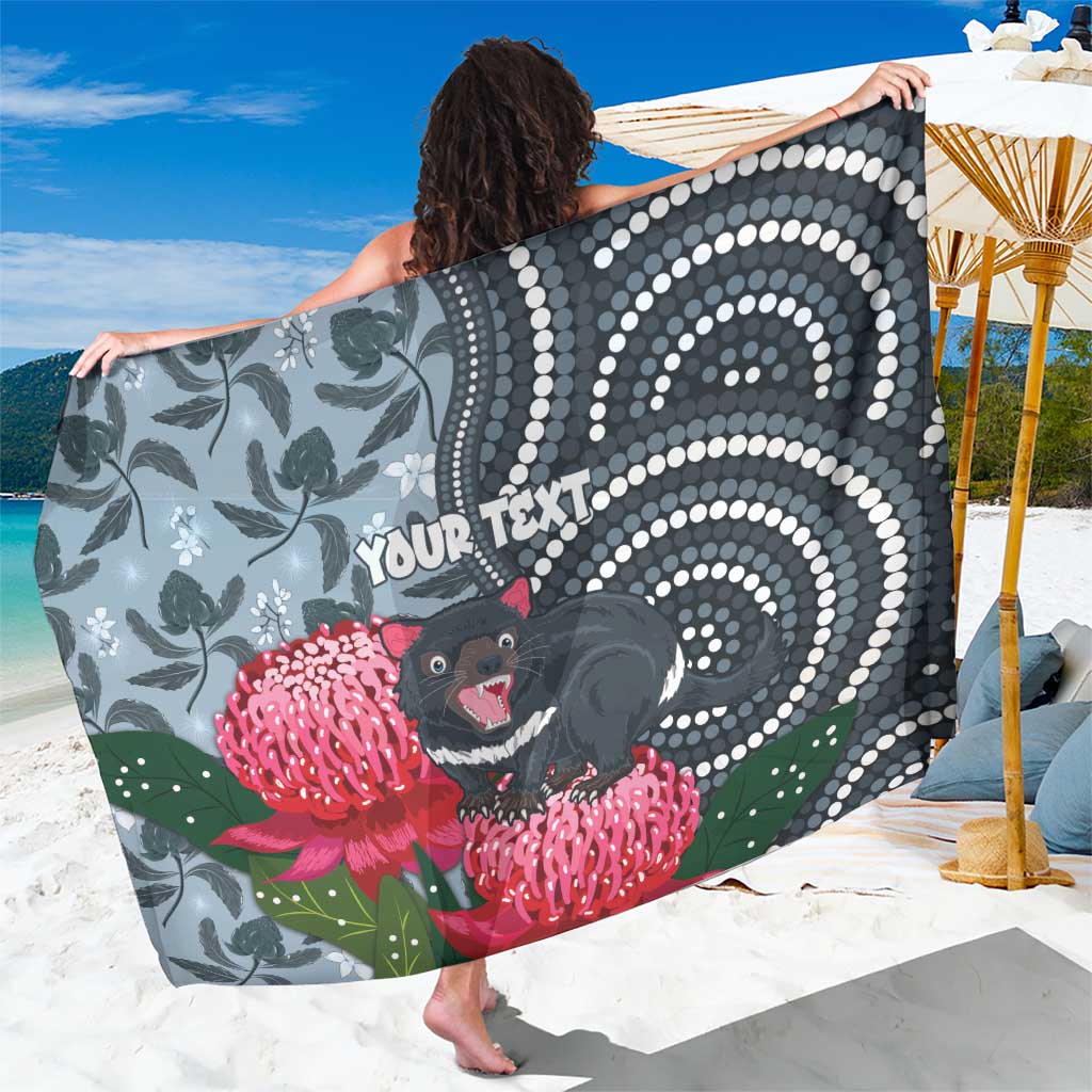 Personalised Tasmanian Devil Australia Sarong Waratah Indigenous Art - Aussie Hoodie