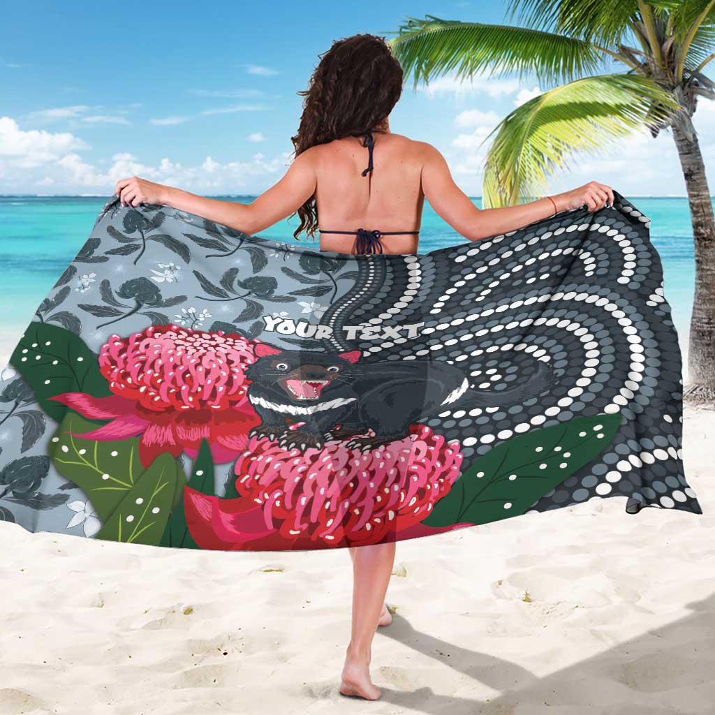 Personalised Tasmanian Devil Australia Sarong Waratah Indigenous Art - Aussie Hoodie