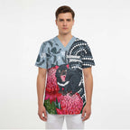 Personalised Tasmanian Devil Australia Scrub Top Waratah Indigenous Art - Aussie Hoodie