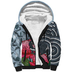 Personalised Tasmanian Devil Australia Sherpa Hoodie Waratah Indigenous Art - Aussie Hoodie