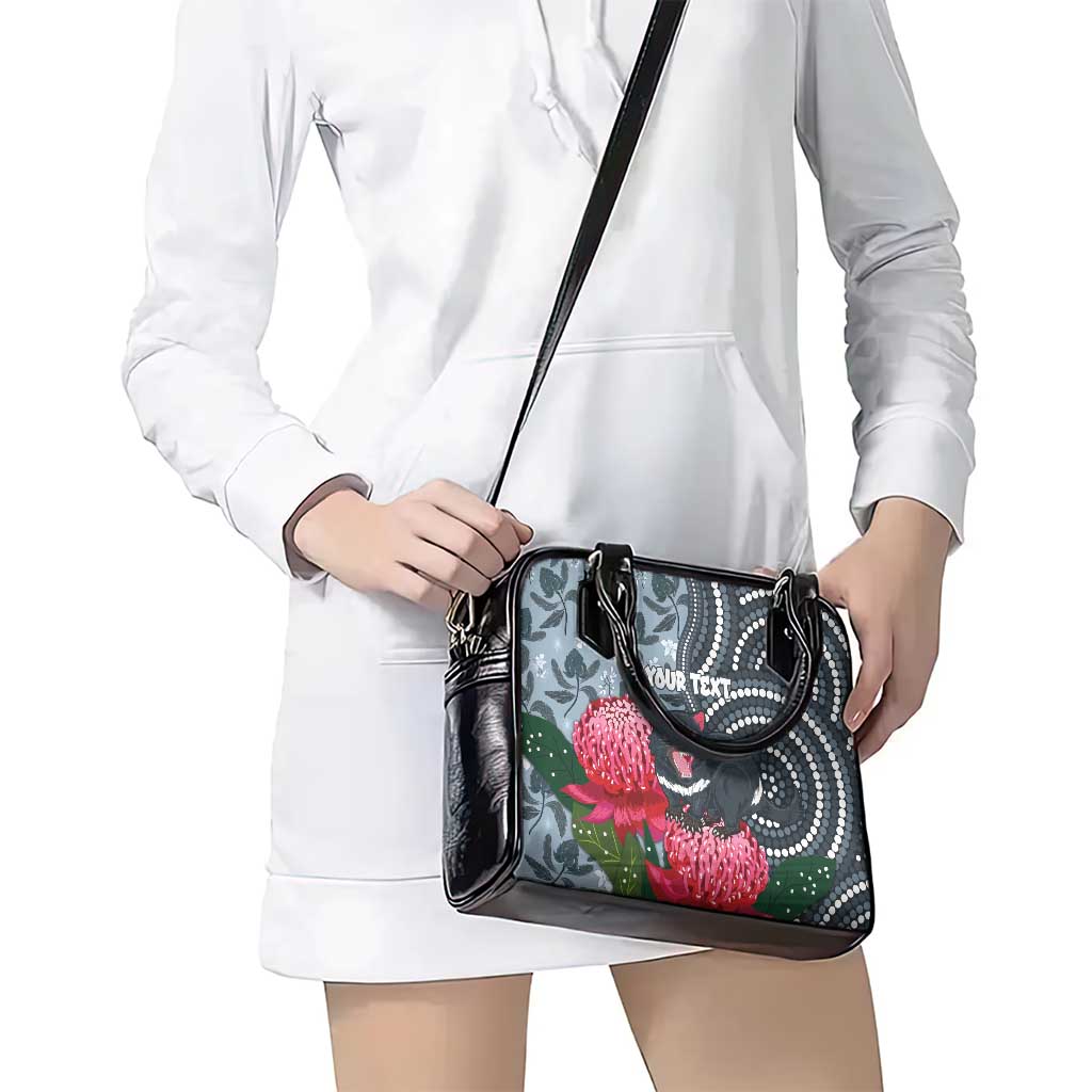 Personalised Tasmanian Devil Australia Shoulder Handbag Waratah Indigenous Art - Aussie Hoodie