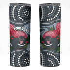 Personalised Tasmanian Devil Australia Skinny Tumbler Waratah Indigenous Art - Aussie Hoodie