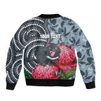 Personalised Tasmanian Devil Australia Sleeve Zip Bomber Jacket Waratah Indigenous Art - Aussie Hoodie