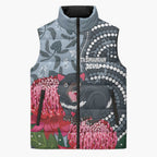 Personalised Tasmanian Devil Australia Sleeveless Puffer Jacket Waratah Indigenous Art - Aussie Hoodie