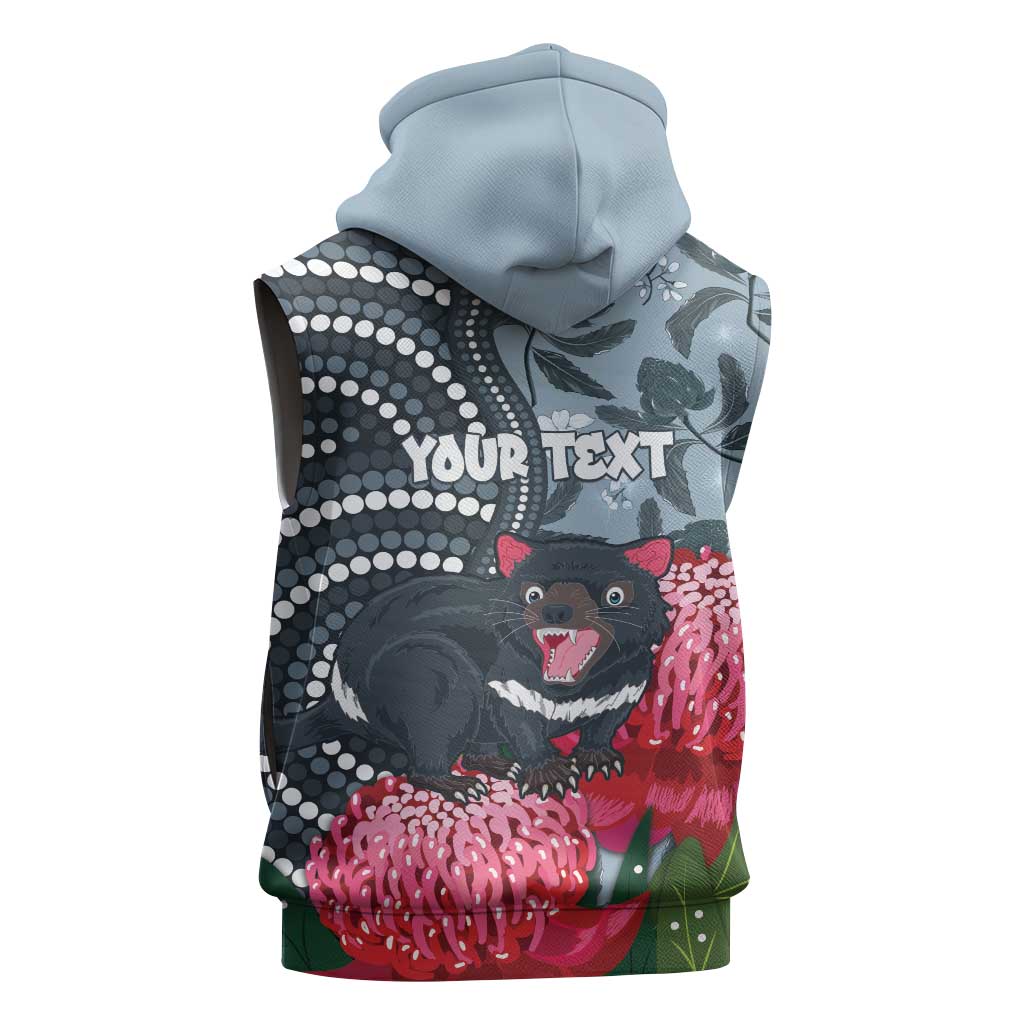Personalised Tasmanian Devil Australia Sleeveless Zip Hoodie Waratah Indigenous Art LT14