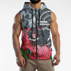 Personalised Tasmanian Devil Australia Sleeveless Zip Hoodie Waratah Indigenous Art LT14