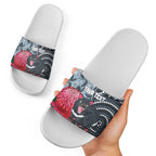 Personalised Tasmanian Devil Australia Slide Sandals Waratah Indigenous Art - Aussie Hoodie