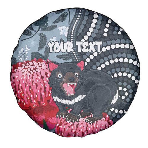 Personalised Tasmanian Devil Australia Spare Tire Cover Waratah Indigenous Art - Aussie Hoodie