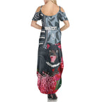 Personalised Tasmanian Devil Australia Summer Maxi Dress Waratah Indigenous Art - Aussie Hoodie