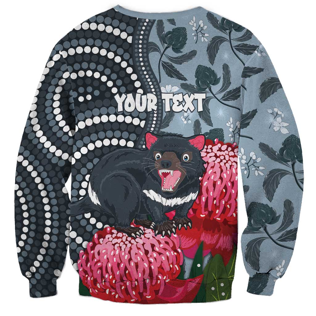 Personalised Tasmanian Devil Australia Sweatshirt Waratah Indigenous Art - Aussie Hoodie