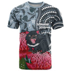 Personalised Tasmanian Devil Australia T Shirt Waratah Indigenous Art - Aussie Hoodie