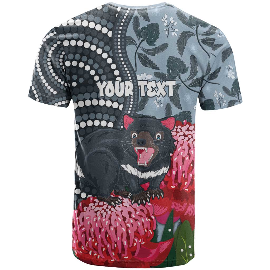 Personalised Tasmanian Devil Australia T Shirt Waratah Indigenous Art - Aussie Hoodie