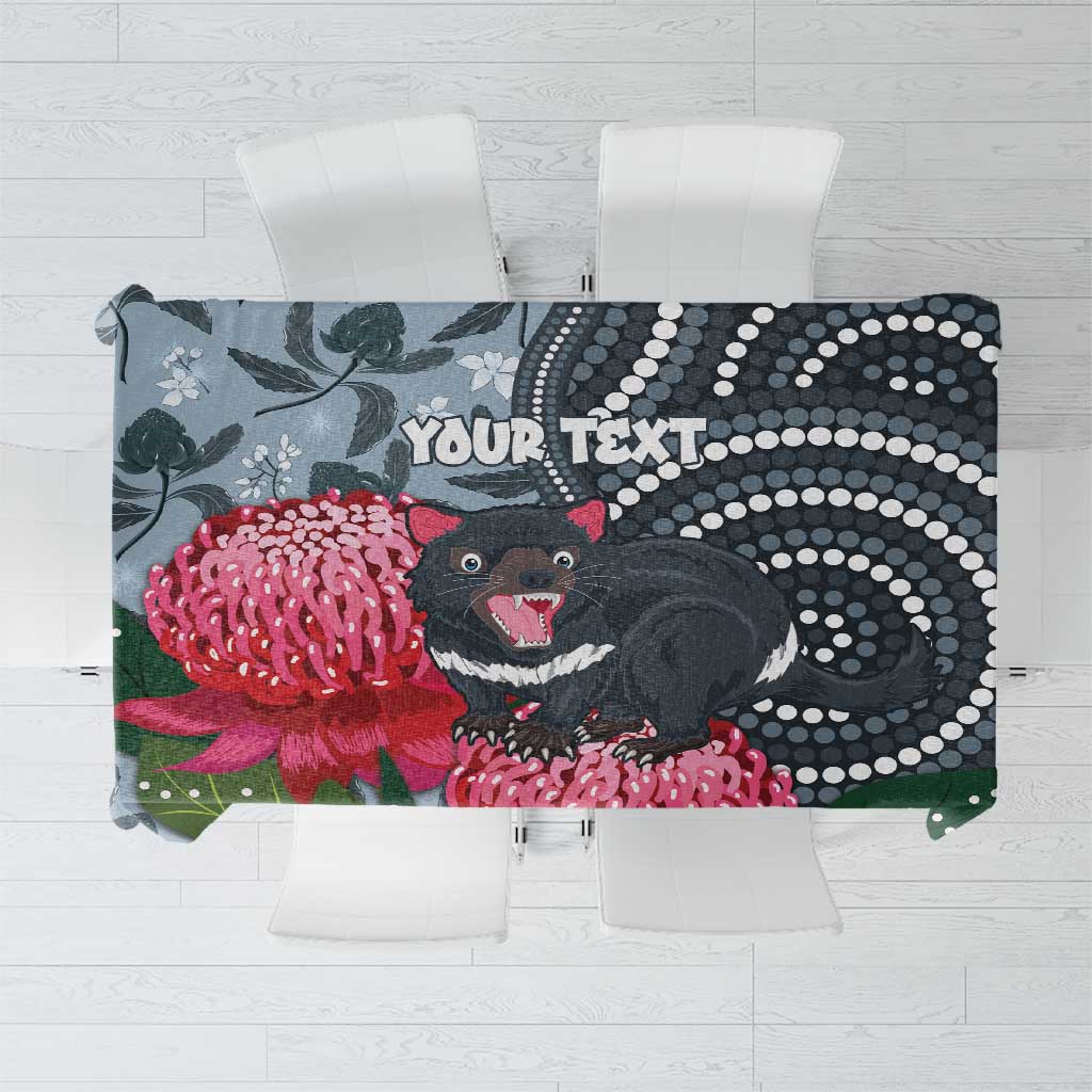 Personalised Tasmanian Devil Australia Tablecloth Waratah Indigenous Art - Aussie Hoodie