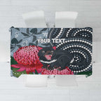 Personalised Tasmanian Devil Australia Tablecloth Waratah Indigenous Art - Aussie Hoodie
