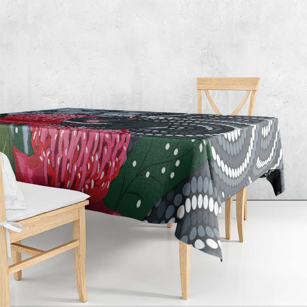 Personalised Tasmanian Devil Australia Tablecloth Waratah Indigenous Art - Aussie Hoodie