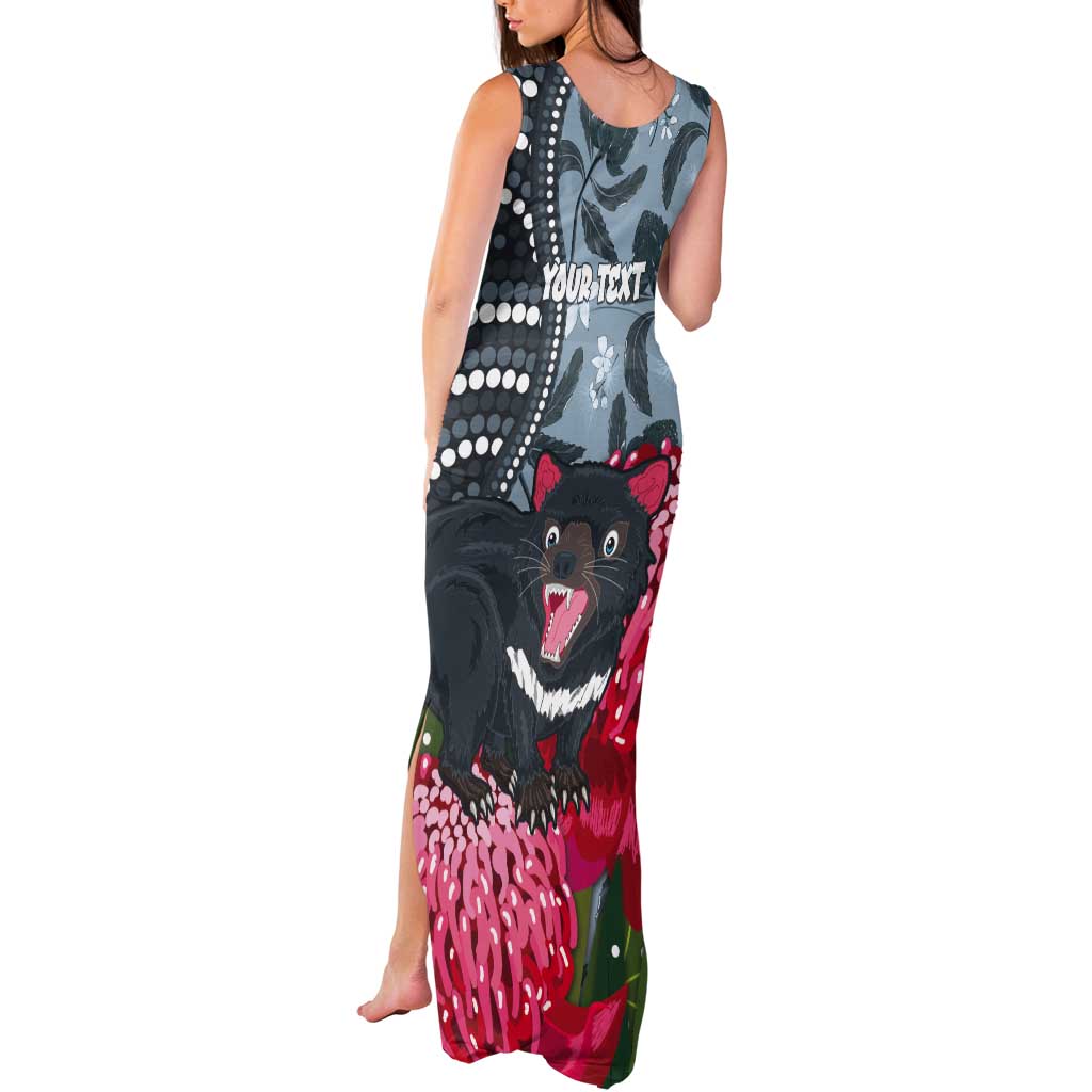 Personalised Tasmanian Devil Australia Tank Maxi Dress Waratah Indigenous Art - Aussie Hoodie