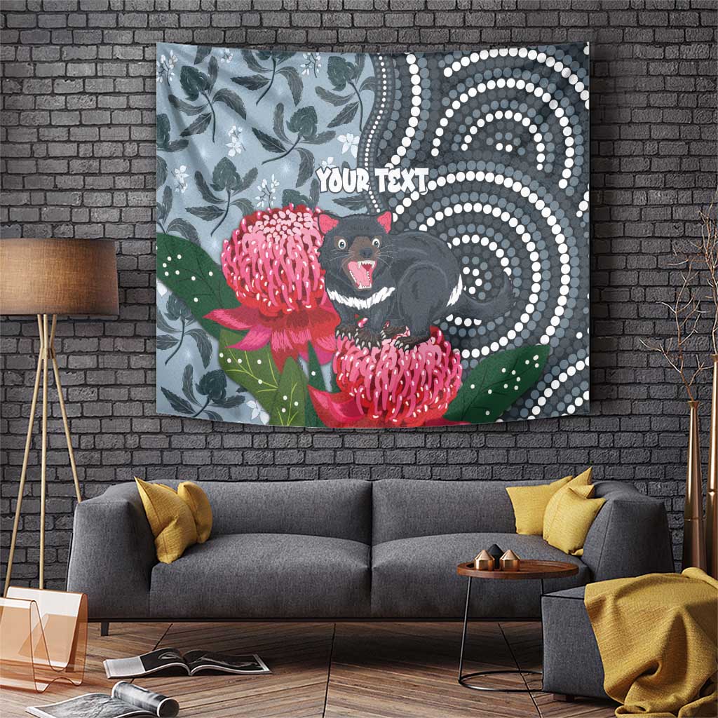 Personalised Tasmanian Devil Australia Tapestry Waratah Indigenous Art - Aussie Hoodie