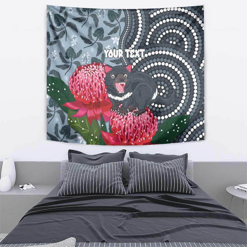 Personalised Tasmanian Devil Australia Tapestry Waratah Indigenous Art - Aussie Hoodie