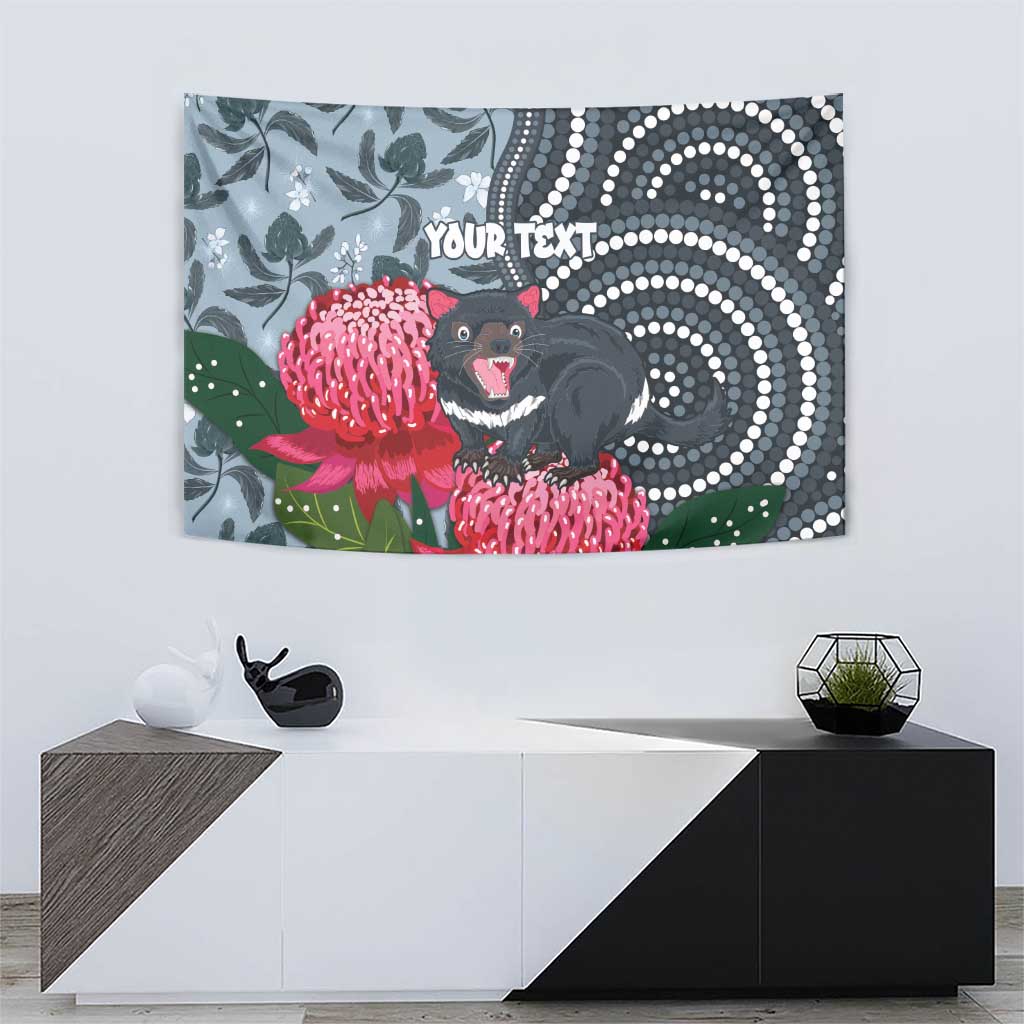 Personalised Tasmanian Devil Australia Tapestry Waratah Indigenous Art - Aussie Hoodie