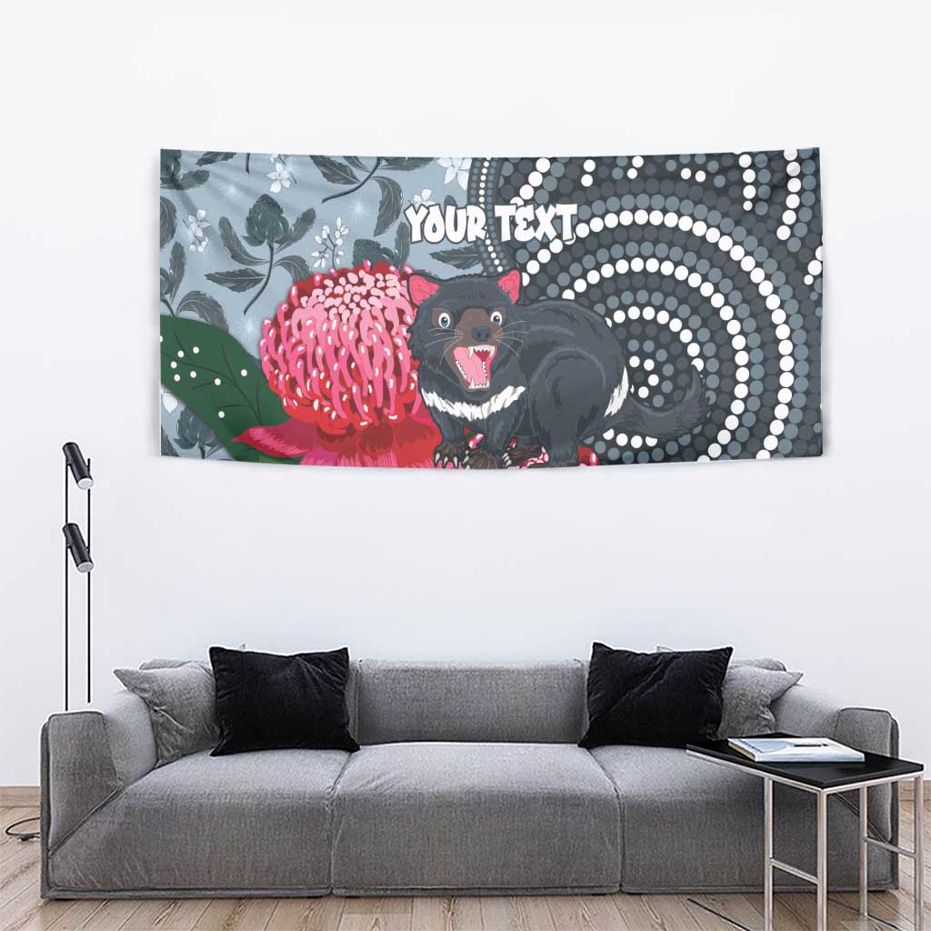 Personalised Tasmanian Devil Australia Tapestry Waratah Indigenous Art - Aussie Hoodie