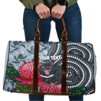 Personalised Tasmanian Devil Australia Travel Bag Waratah Indigenous Art - Aussie Hoodie