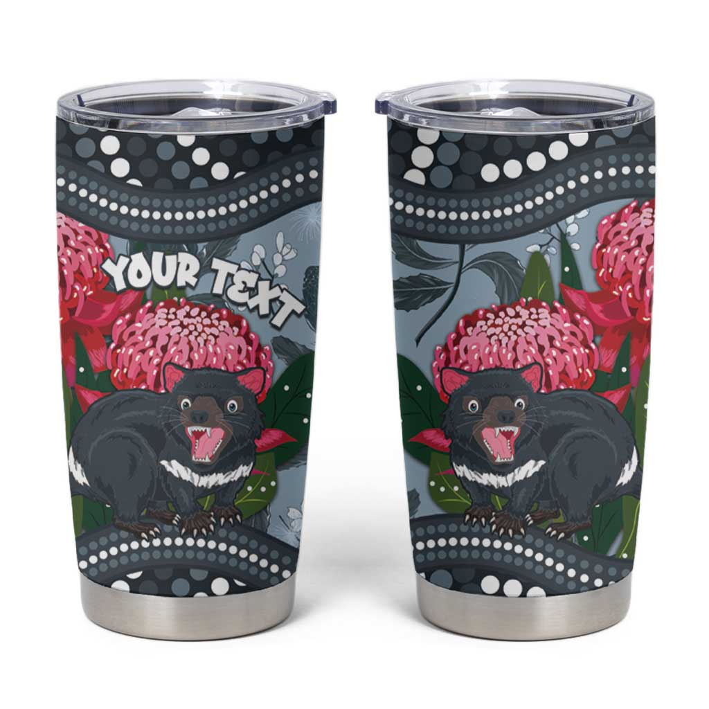 Personalised Tasmanian Devil Australia Tumbler Cup Waratah Indigenous Art - Aussie Hoodie