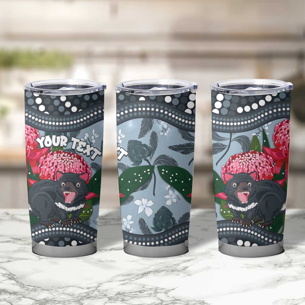 Personalised Tasmanian Devil Australia Tumbler Cup Waratah Indigenous Art - Aussie Hoodie