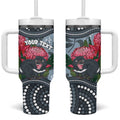 Personalised Tasmanian Devil Australia Tumbler With Handle Waratah Indigenous Art - Aussie Hoodie