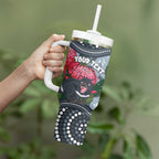 Personalised Tasmanian Devil Australia Tumbler With Handle Waratah Indigenous Art - Aussie Hoodie