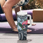 Personalised Tasmanian Devil Australia Tumbler With Handle Waratah Indigenous Art - Aussie Hoodie