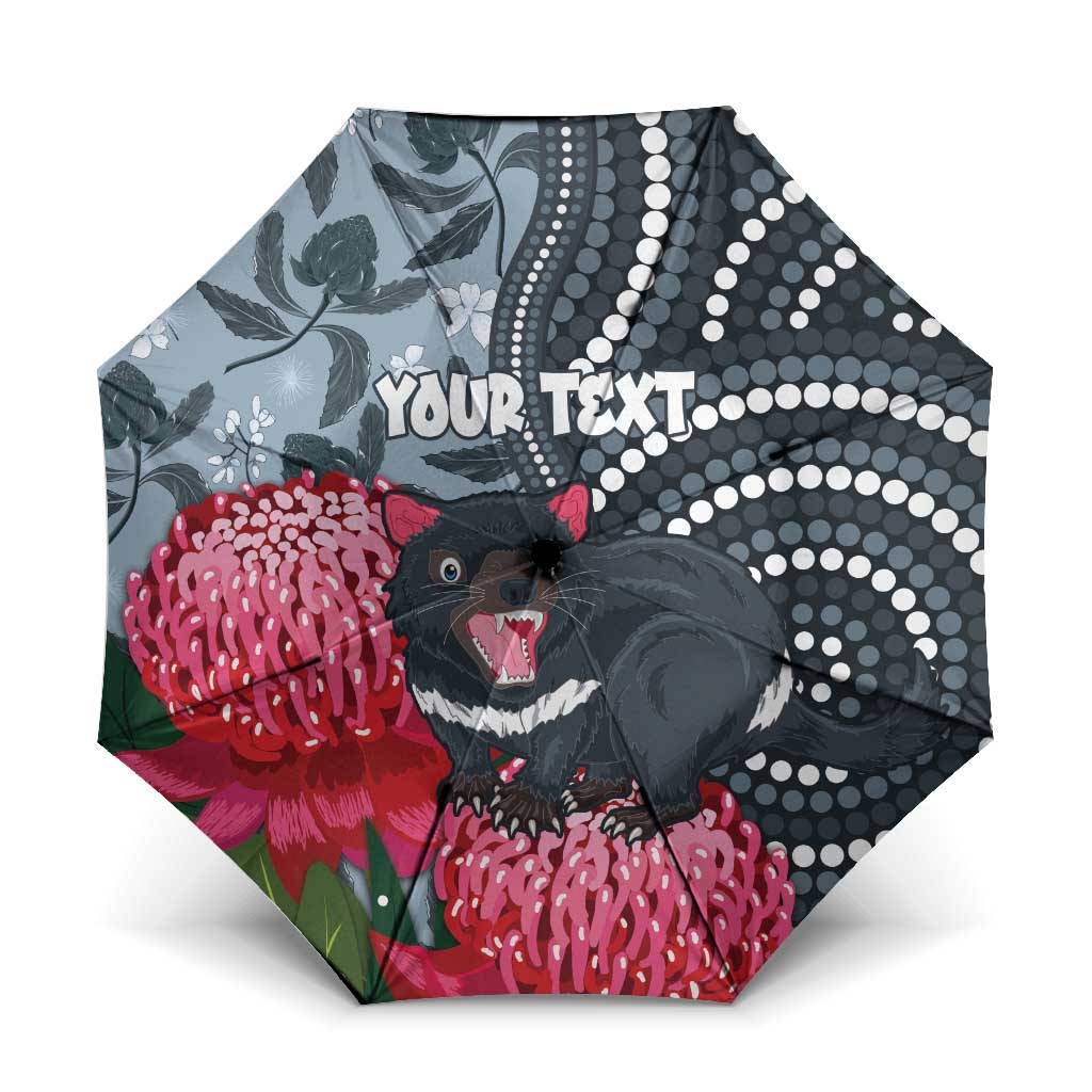 Personalised Tasmanian Devil Australia Umbrella Waratah Indigenous Art - Aussie Hoodie