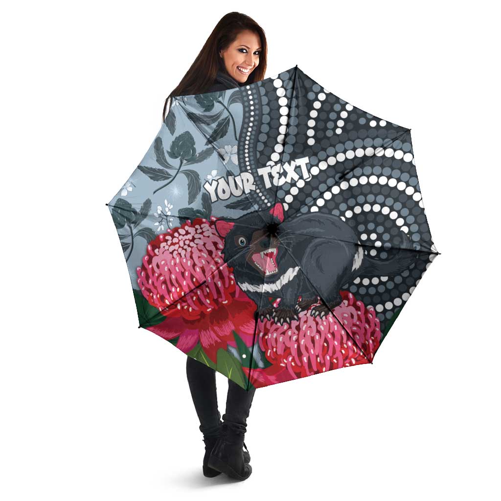 Personalised Tasmanian Devil Australia Umbrella Waratah Indigenous Art - Aussie Hoodie