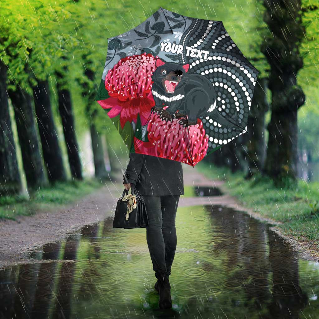 Personalised Tasmanian Devil Australia Umbrella Waratah Indigenous Art - Aussie Hoodie