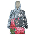 Personalised Tasmanian Devil Australia Wearable Blanket Hoodie Waratah Indigenous Art - Aussie Hoodie