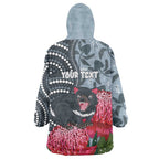 Personalised Tasmanian Devil Australia Wearable Blanket Hoodie Waratah Indigenous Art - Aussie Hoodie