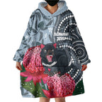 Personalised Tasmanian Devil Australia Wearable Blanket Hoodie Waratah Indigenous Art - Aussie Hoodie