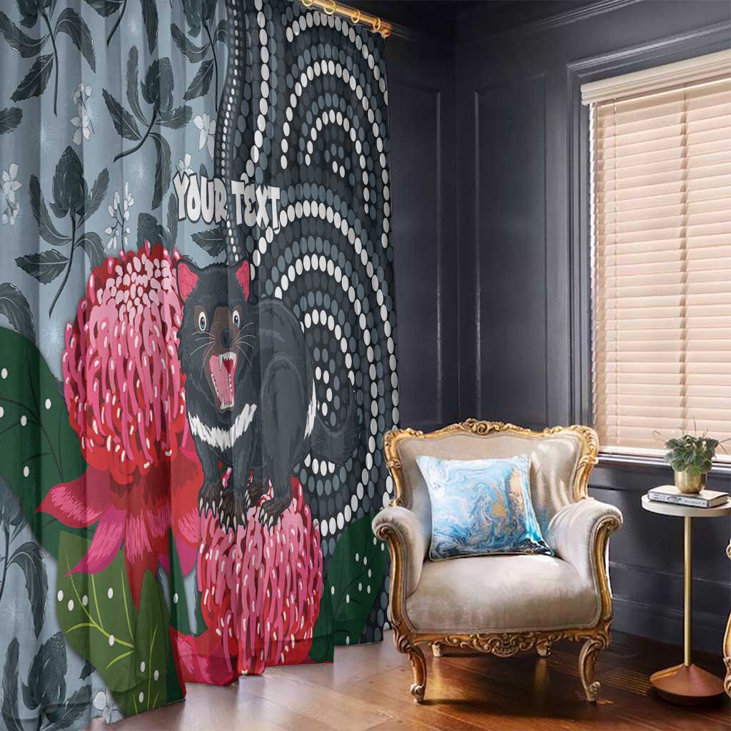 Personalised Tasmanian Devil Australia Window Curtain Waratah Indigenous Art - Aussie Hoodie