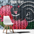 Personalised Tasmanian Devil Australia Window Curtain Waratah Indigenous Art - Aussie Hoodie