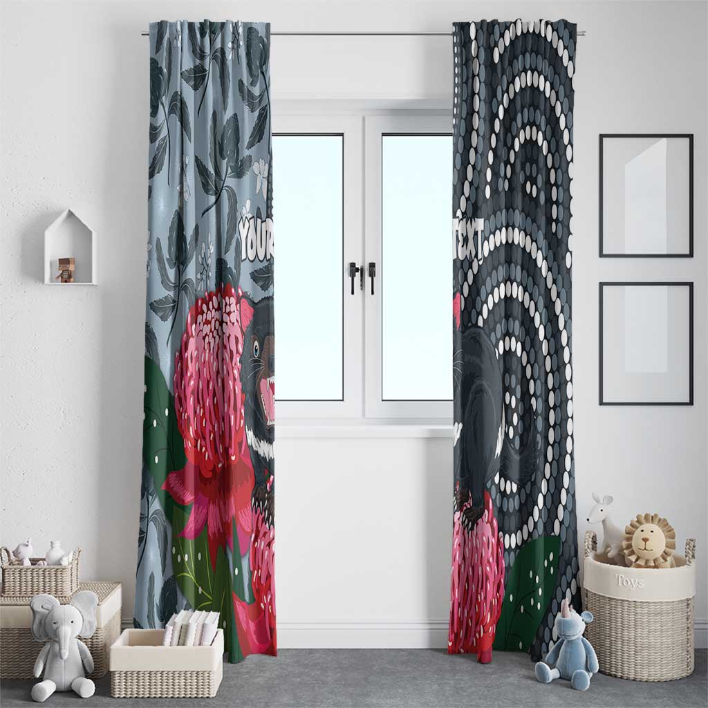 Personalised Tasmanian Devil Australia Window Curtain Waratah Indigenous Art - Aussie Hoodie