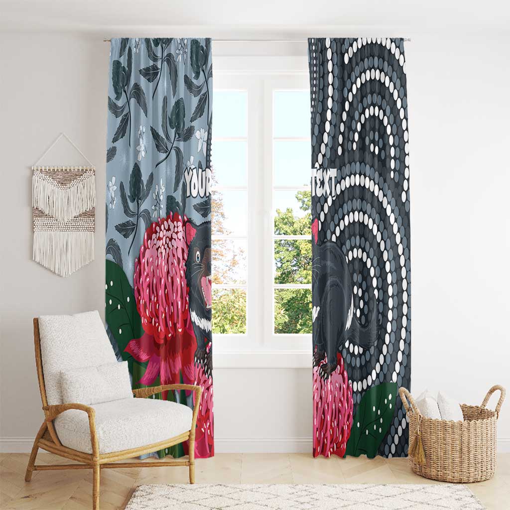 Personalised Tasmanian Devil Australia Window Curtain Waratah Indigenous Art - Aussie Hoodie