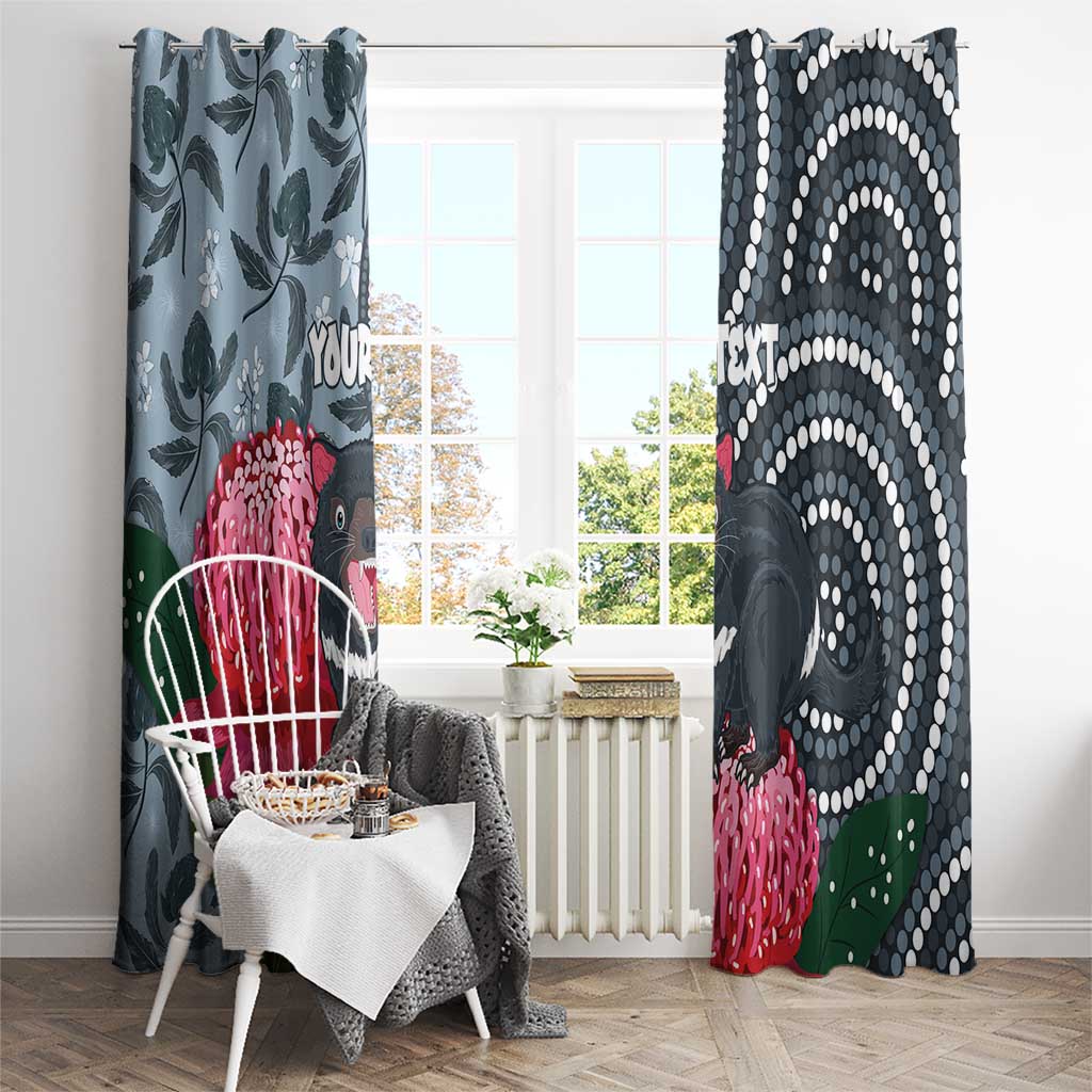 Personalised Tasmanian Devil Australia Window Curtain Waratah Indigenous Art - Aussie Hoodie