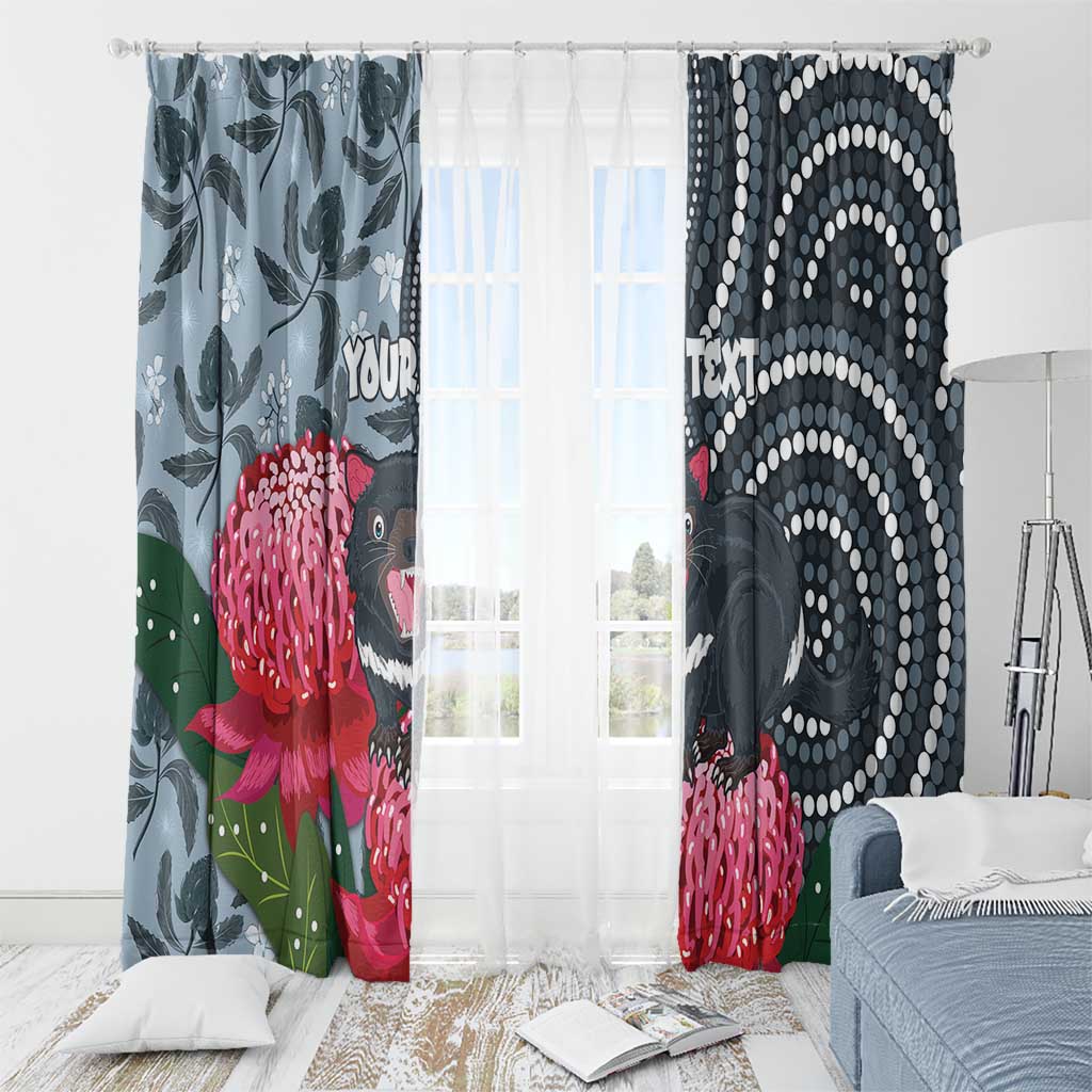 Personalised Tasmanian Devil Australia Window Curtain Waratah Indigenous Art - Aussie Hoodie