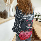 Personalised Tasmanian Devil Australia Women Casual Shirt Waratah Indigenous Art - Aussie Hoodie