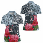 Personalised Tasmanian Devil Australia Women Polo Shirt Waratah Indigenous Art - Aussie Hoodie