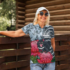 Personalised Tasmanian Devil Australia Women Polo Shirt Waratah Indigenous Art - Aussie Hoodie