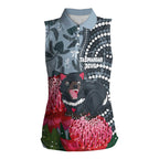 Personalised Tasmanian Devil Australia Women Sleeveless Polo Shirt Waratah Indigenous Art - Aussie Hoodie