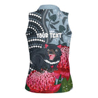 Personalised Tasmanian Devil Australia Women Sleeveless Polo Shirt Waratah Indigenous Art - Aussie Hoodie
