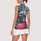Personalised Tasmanian Devil Australia Women Sleeveless Polo Shirt Waratah Indigenous Art - Aussie Hoodie