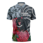 Personalised Tasmanian Devil Australia Zipper Polo Shirt Waratah Indigenous Art - Aussie Hoodie