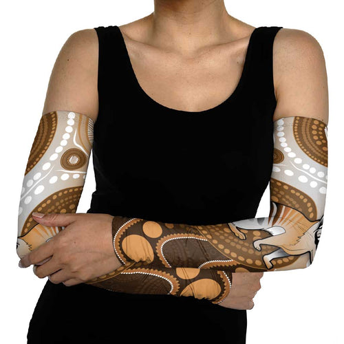 Numbat Australia Arm Sleeves Myrmecobius Fasciatus Indigenous Art - Aussie Hoodie